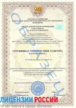 Образец сертификата соответствия аудитора №ST.RU.EXP.00006191-1 Городец Сертификат ISO 50001